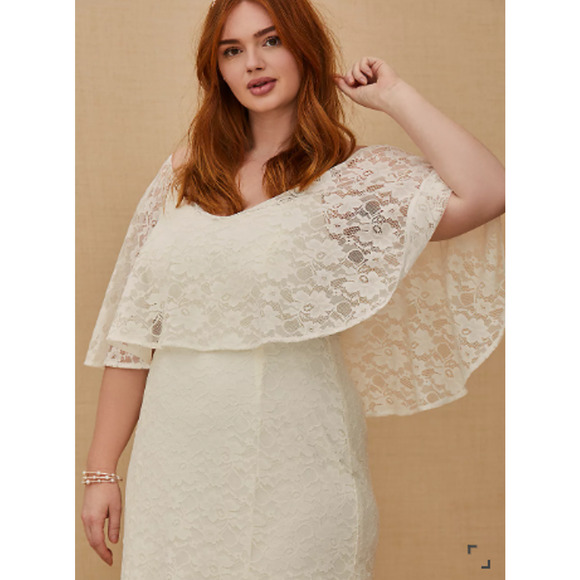 NWT TORRID IVORY LACE CAPELET WEDDING DRESS SIZE 12 - Picture 2 of 6
